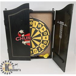 CHURCHILL DELUXE DARTBOARD WITH DARTS.