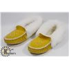 Image 1 : LEATHER MOCCASIN SLIPPERS WITH RABBIT FUR TRIM