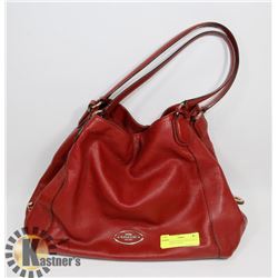 AUTHENTIC RED LEATHER COACH PURSE WITH COACH