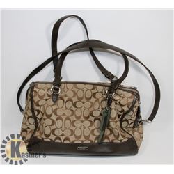 AUTHENTIC BROWN LEATHER/CLOTH COACH PURSE WITH