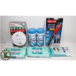 FLAT OF CLOROX AND VIM WIPES, POWER SCRUBBER AND