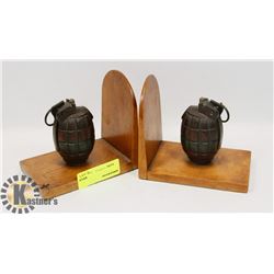 PAIR OF GRENADE BOOKENDS