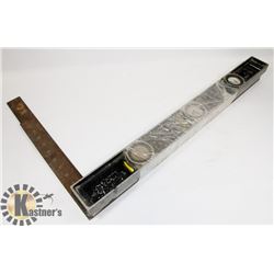 LOT OF TWO 24" LEVELS AND TWO FRAMING SQUARES.