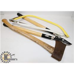 JOBMATE TREE TRIMMER, AXE AND BOW SAW.