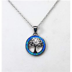 7)  BLUE LAB CREATED FIRE OPAL TREE OF LIFE