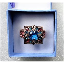 18)  ROSE GOLD TONE &PINK & AQUA CZ