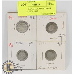 LOT OF 4 CANADA  DIMES 1931, 1934, 1930,1933