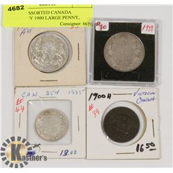 LOT OF ASSORTED CANADA CURRENCY 1900 LARGE PENNY,