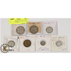 LOT OF 7 NEWFOUNDLAND COINS, 1919, 1909 50 CENT