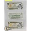 Image 1 : LOT OF 3 CANADA $1 BILLS 1973