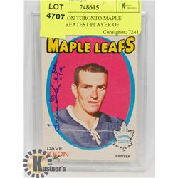 DAVE KEON TORONTO MAPLE LEAFS GREATEST PLAYER OF