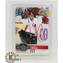 CAREY PRICE SIGNED TEAM CANADA CARD