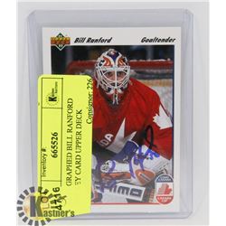 AUTOGRAPHED BILL RANFORD HOCKEY CARD UPPER DECK