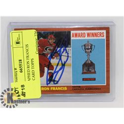 AUTOGRAPHED RON FRANCIS HOCKEY CARD TOPPS
