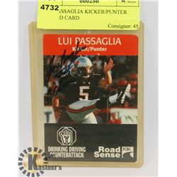 LUI PASSAGLIA KICKER/PUNTER SIGNED CARD
