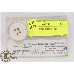 GENUINE AUTHENTIC RUBY CUBIC.75 CT