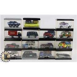 FLAT OF DIE CAST VEHICLES IN DISPLAYS