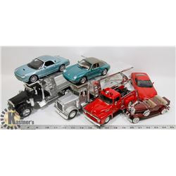 FLAT OF DIE CAST TRUCKS AND CARS