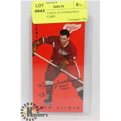 NORM ULLMAN AUTOGRAPHED HOCKEY CARD