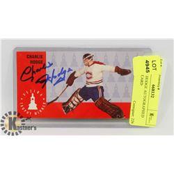 CHARLIE HODGE AUTOGRAPHED HOCKEY CARD