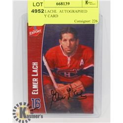 ELMER LACHL  AUTOGRAPHED HOCKEY CARD