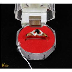 #215-GENUINE BLUE SAPPHIRE &CZ RING SIZE 10.5