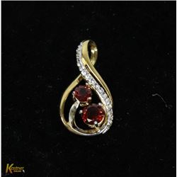 #111-GENUINE RED GARNET & CZ PENDANT
