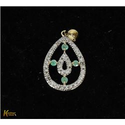 #103-GENUINE EMERALD & CZ PENDANT