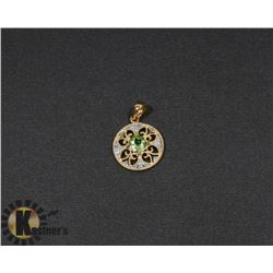 #127-GENUINE GREEN PERIDOT & CZ PENDANT