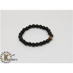 # 28-NATURAL BLACK AGATE TIGER EYE BEAD BRACELET