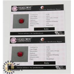 #181-RED RUBY MATCHING PAIR GEMSTONE 3.30CT