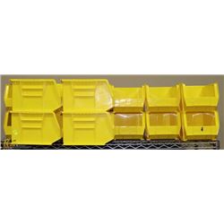 LARGE LOT OF YELLOW STACKABLE AKRO BINS