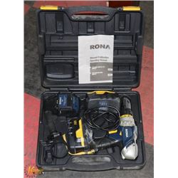 RONA 18V DRILL WITH TWO BATTERIES, CHARGER, CASE