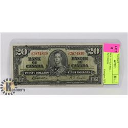 1937 CANADIAN $20 BILL - GORDON/TOWERS