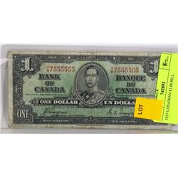 1937 CANADIAN $1.00 BILL.