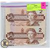 Image 1 : SET OF 2 UNCUT 1986 CANADIAN $2.00 BILLS.