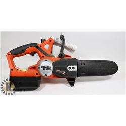 10" BLACK AND DECKER BATTERY CHAINSAW - NO CHARGER