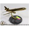 Image 1 : LARGE TABLE TOP SOLID BRASS AIRPLANE FIGURINE ON