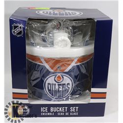 NEW NHL OILERS ICE BUCKET SET- 4-16OZ PUB GLASSES,