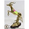 Image 1 : LARGE SOLID BRASS DEER TABLE TOP FIGURINE-VINTAGE