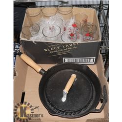 FLAT W/CAST IRON (RIPPLED) PAN W/FOOD