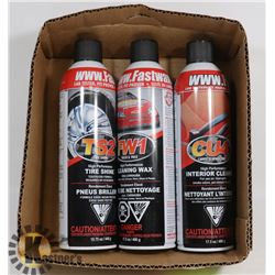 BOX W/3 NEW VEHICLE CARE CLEANERS INCL.
