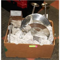LOT OF NEW SILVER TONED SHOW HOME DECOR PIECES.