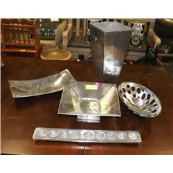 LOT OF NEW SILVER TONED SHOW HOME DECOR PIECES.