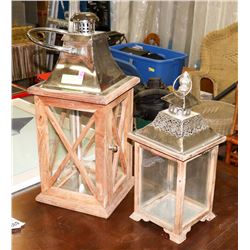 LOT OF 2 NEW WOODEN DECORATIVE LANTERNS,