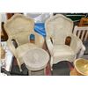 Image 1 : PAIR OF WICKER ARM CHAIRS WITH END TABLE