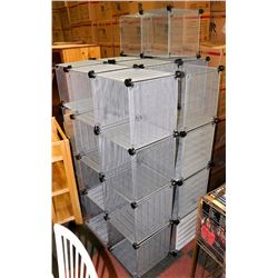 LARGE SECTION WITH METAL CUBED SHELVES