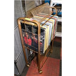 VINTAGE ALBUM RECORD STAND W/RECORDS