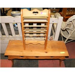 PINE BENCH SOLD WITH RACK