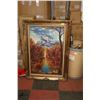 Image 1 : WOOD FRAMED MOUNTAIN SCENE 32X45 OIL PAINTING.
